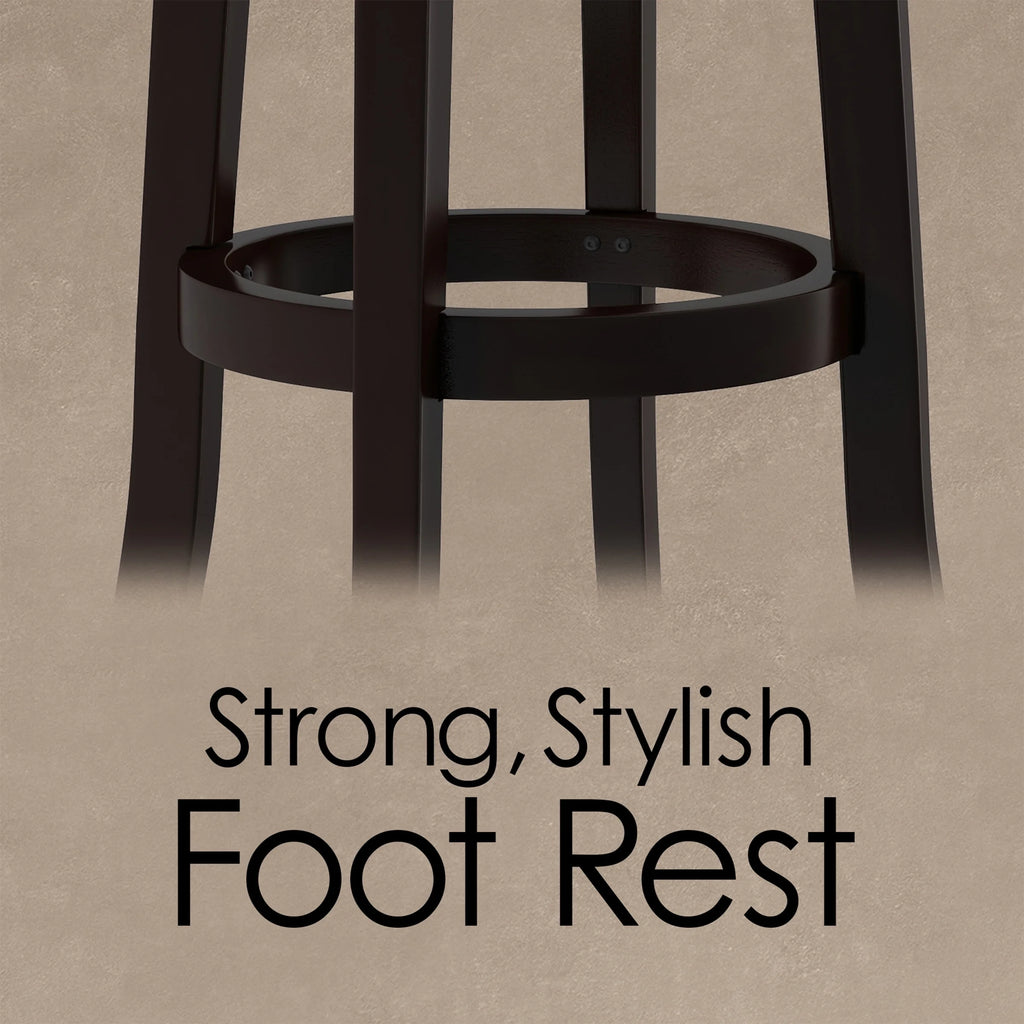 Black Faux Leather Swivel Wood Bar Stool V65976