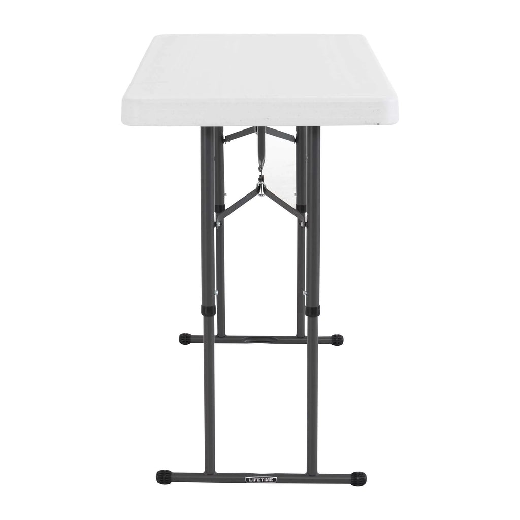 4 Foot Adjustable Folding Table White Granite Y275548