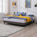 California King Size Linen Platform Bed Frame with Wood Slat Support H169