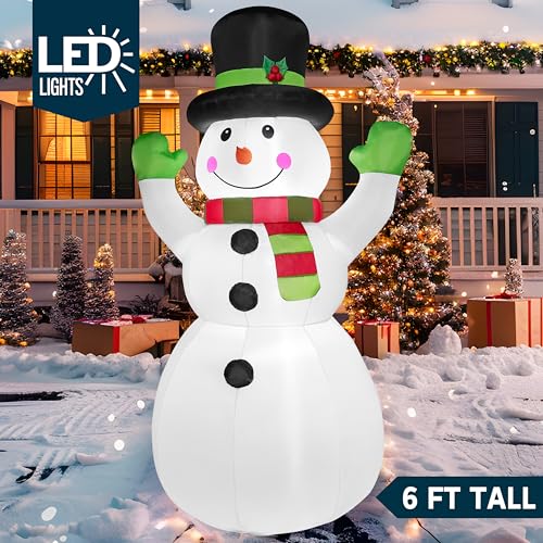 6 FT Tall Christmas Inflatables Snowman with Built-in LEDs E7313