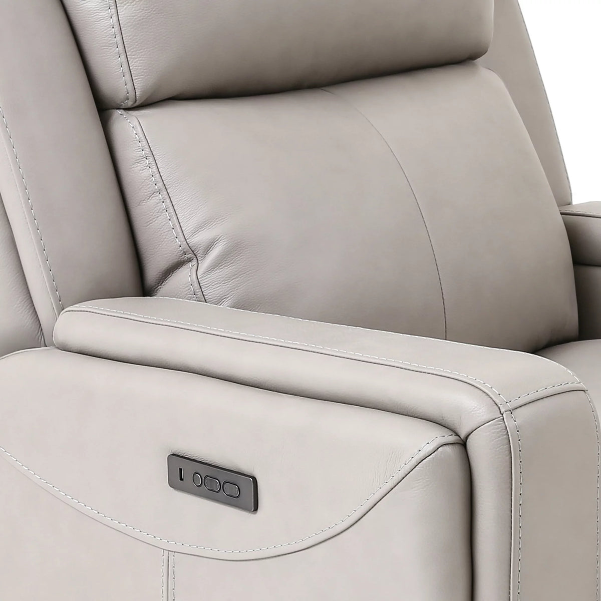 Light Grey Genuine Leather Recliner Chair C128