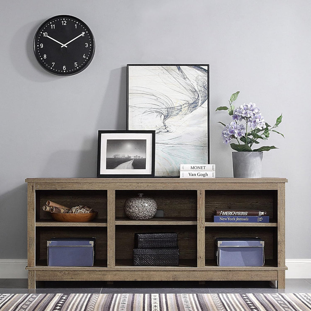 Espresso TV Stand with Wood Glass Storage Cabinets F43284