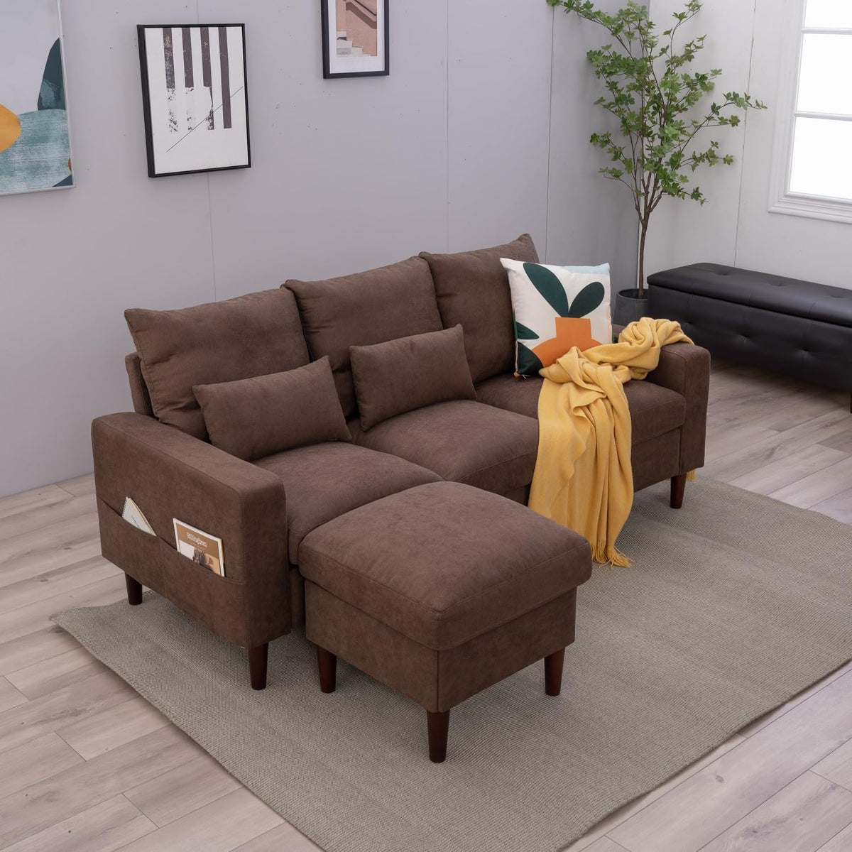 Convertible Sectional L-Shaped Fabric Sofa U5183