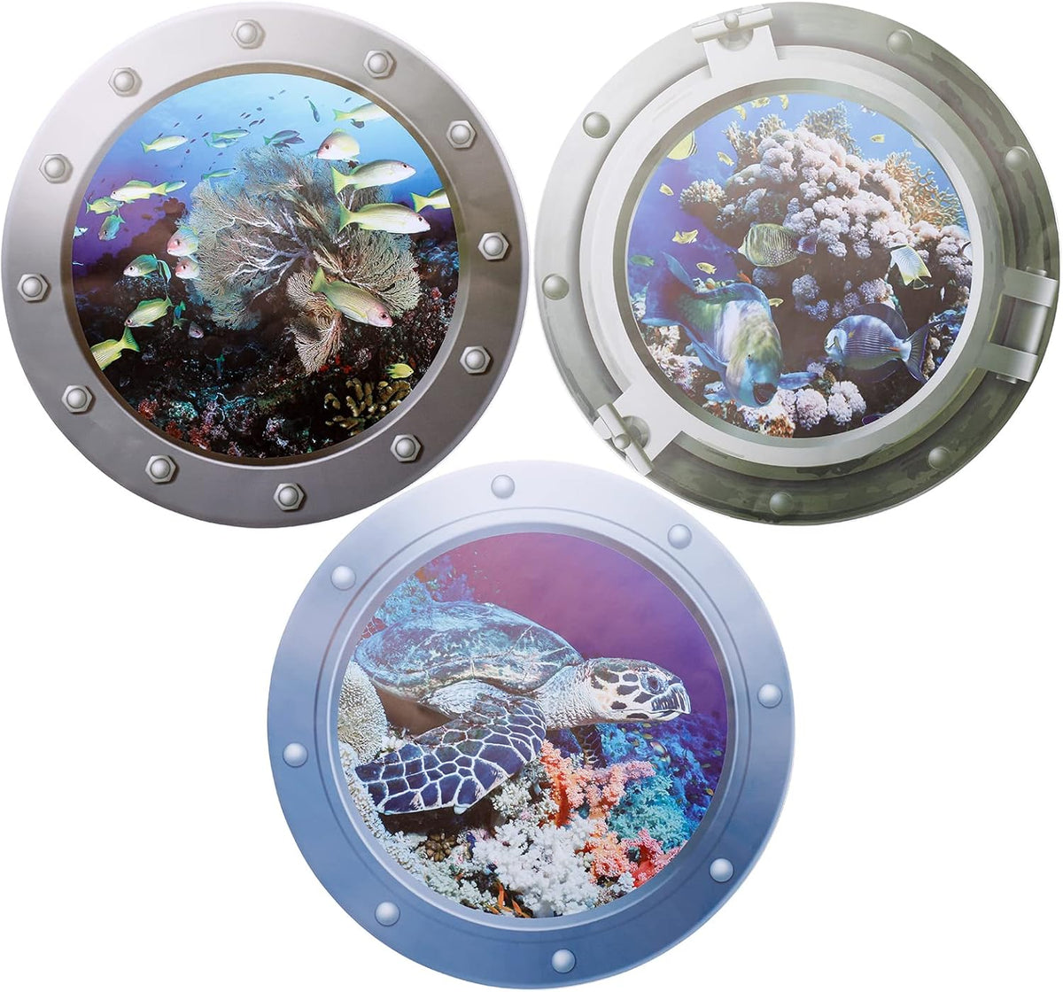 3 Pcs Peel and Stick Removable 3D Fish Sea Life Wall Sticker J751427