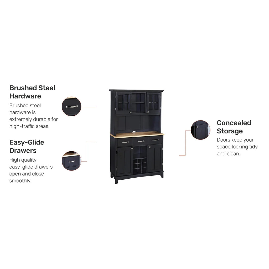 Black Wood Buffet with Hutch S91792