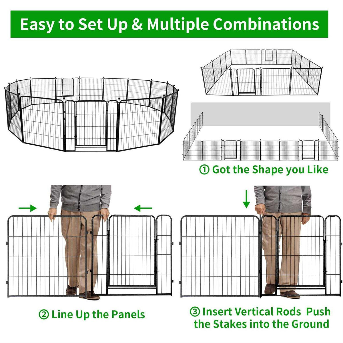 Heavy Duty Anti-Rust Dog Playpen with Doors D773631