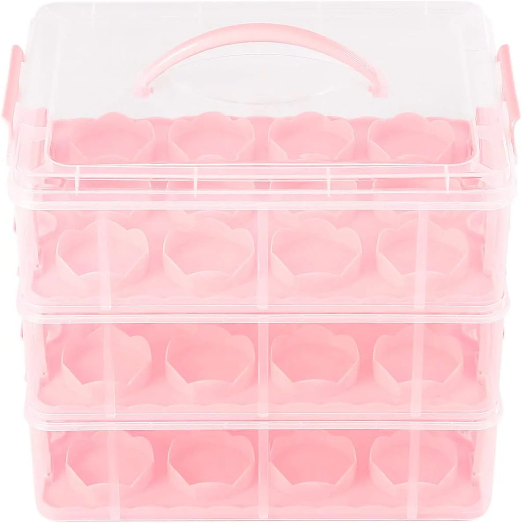 36 Grid 3 Tier Cupcake Carrier Holder Rack Pink L59295