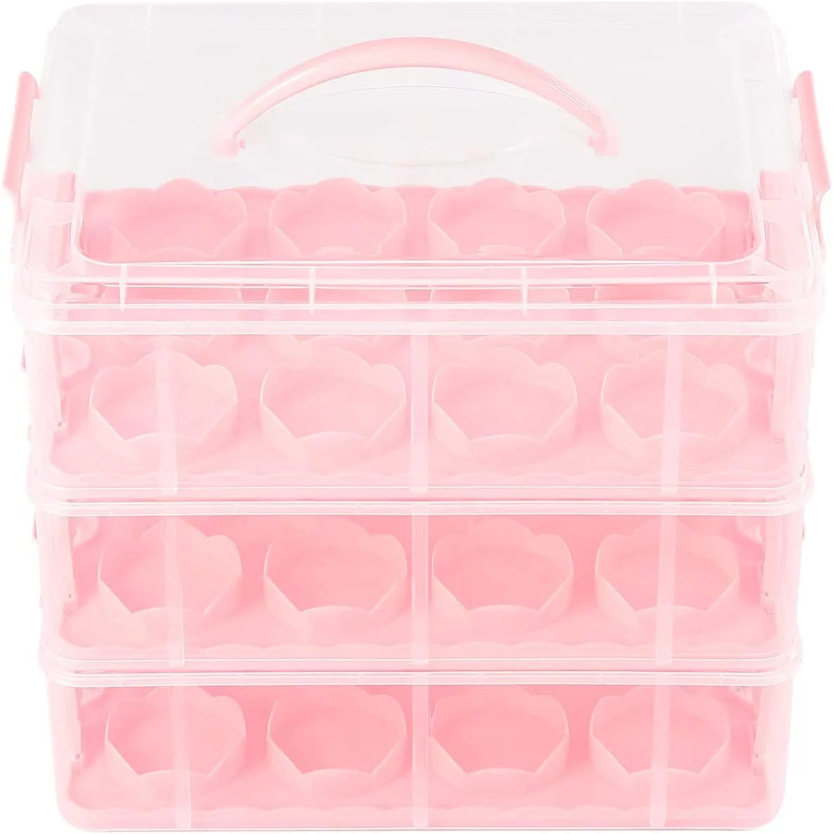 36 Grid 3 Tier Cupcake Carrier Holder Rack Pink L59295