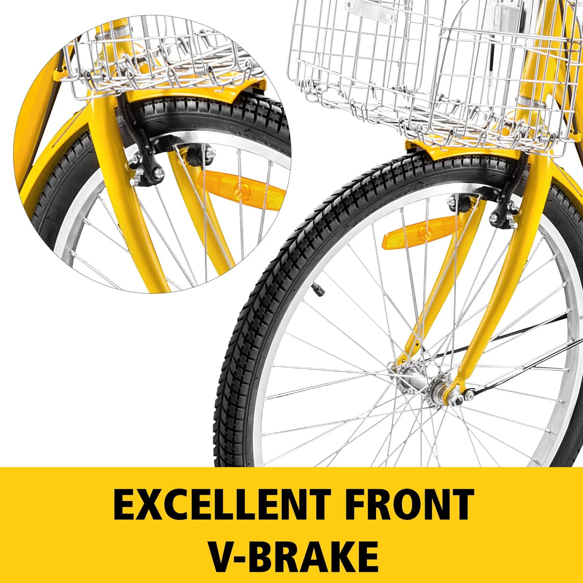 24 Adult Tricycle 7-Speed Three Wheel Bike with Basket G21065