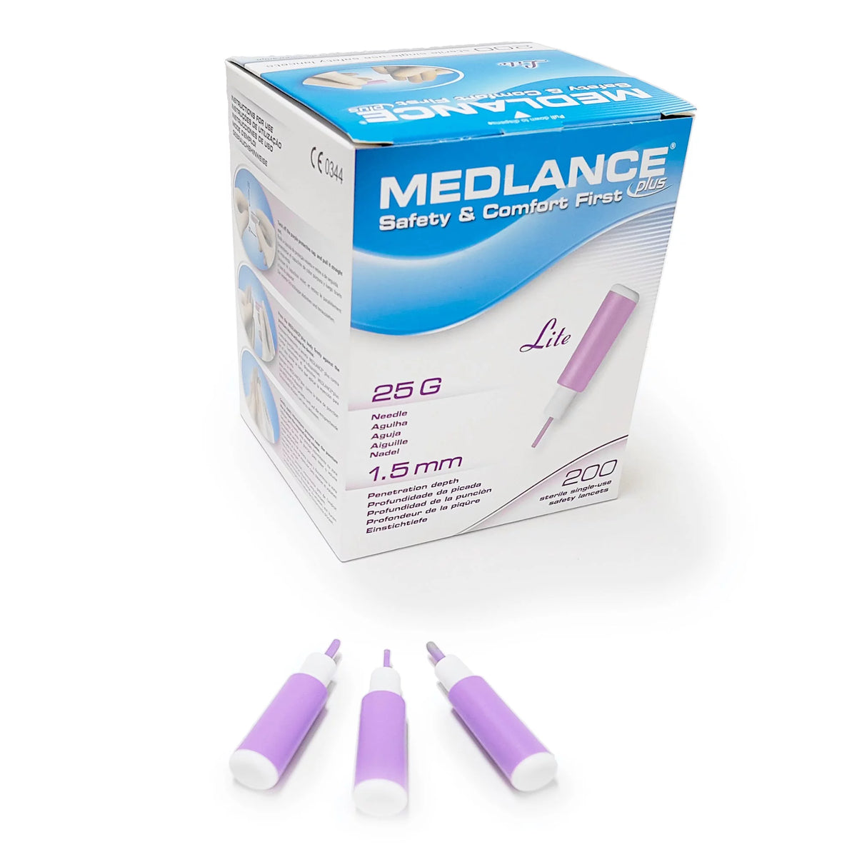 Safety Lancet 25 Gauge 1.5 mm Depth 200 /Box T820