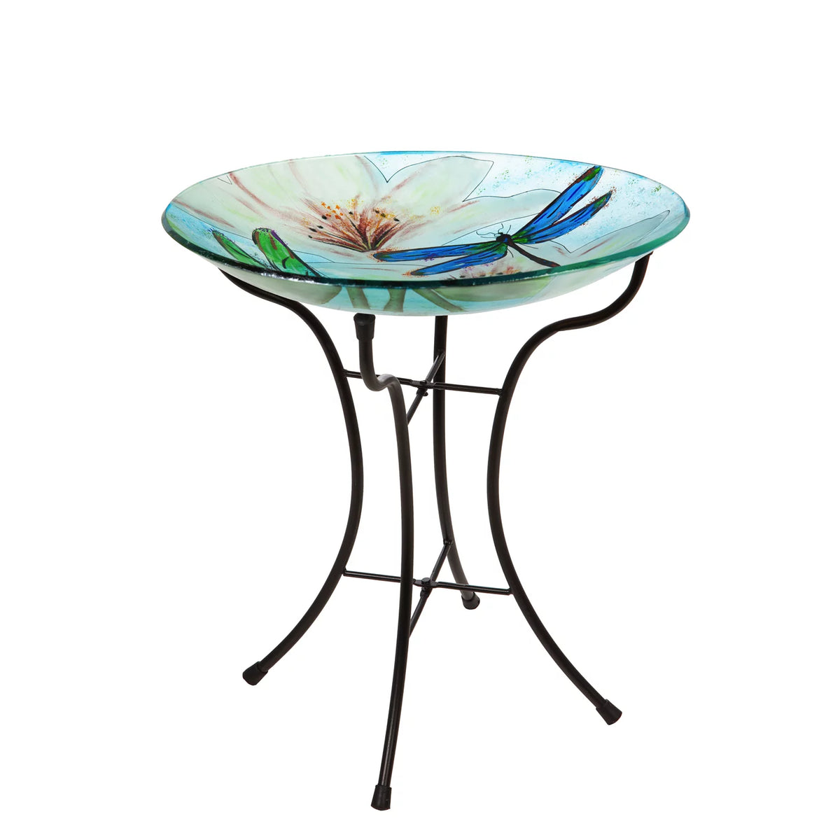 16" Glass Bird Bath with Stand M97593