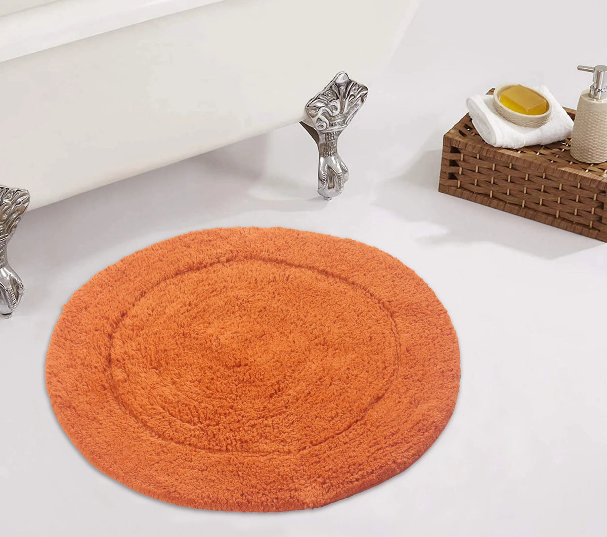 100% Cotton Tufted Bath Rug, 22" Round, Terracotta U551