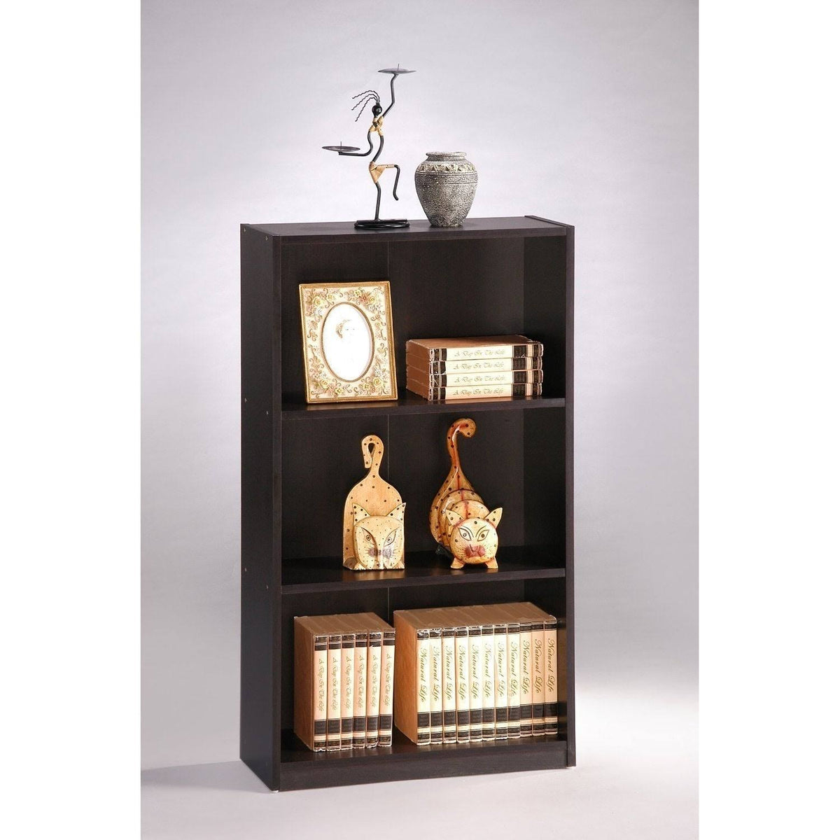 Espresso 3-Tier Bookcase Storage Shelves D871123