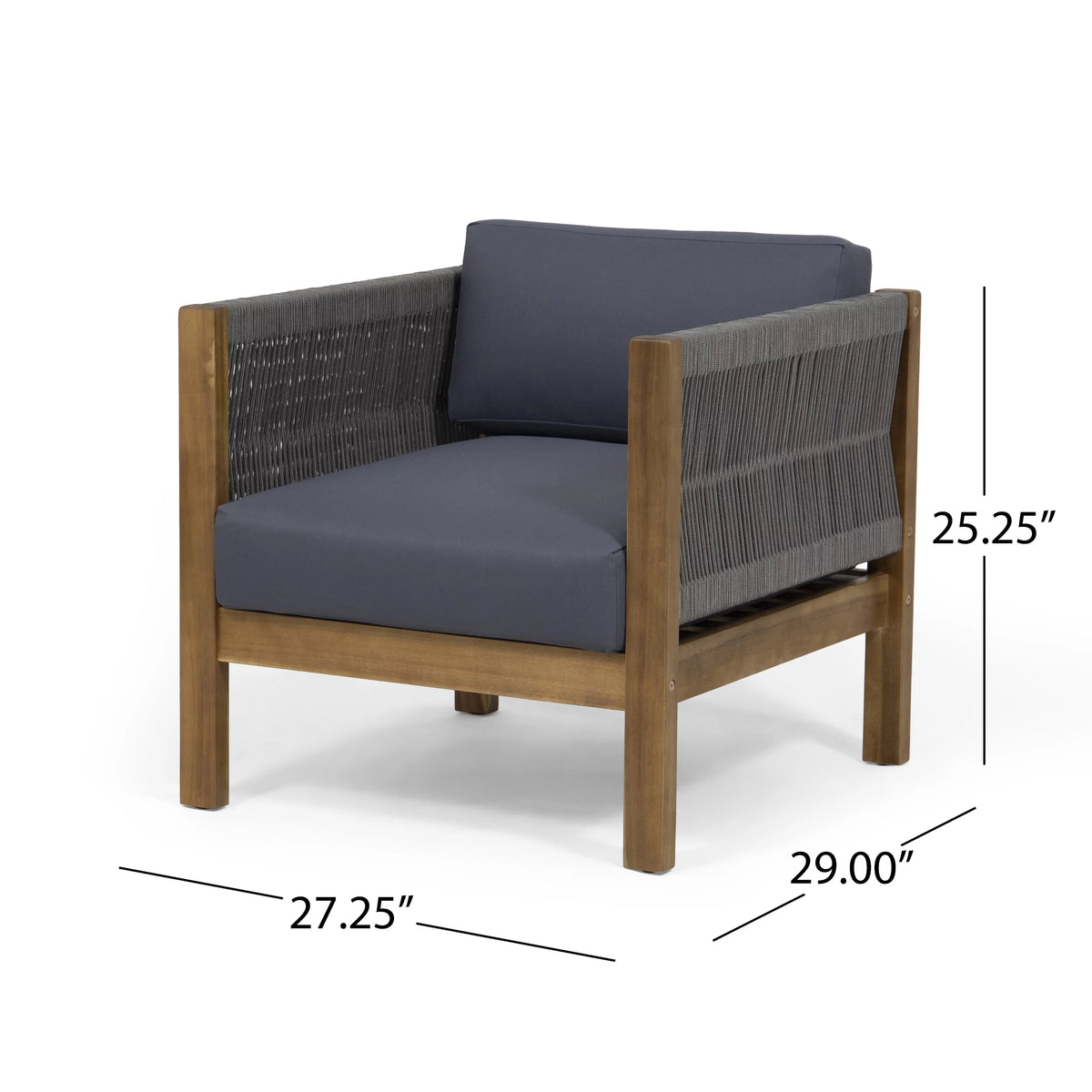 Acacia Wood and Rope 4 Seater Chat Set with Cushions L592