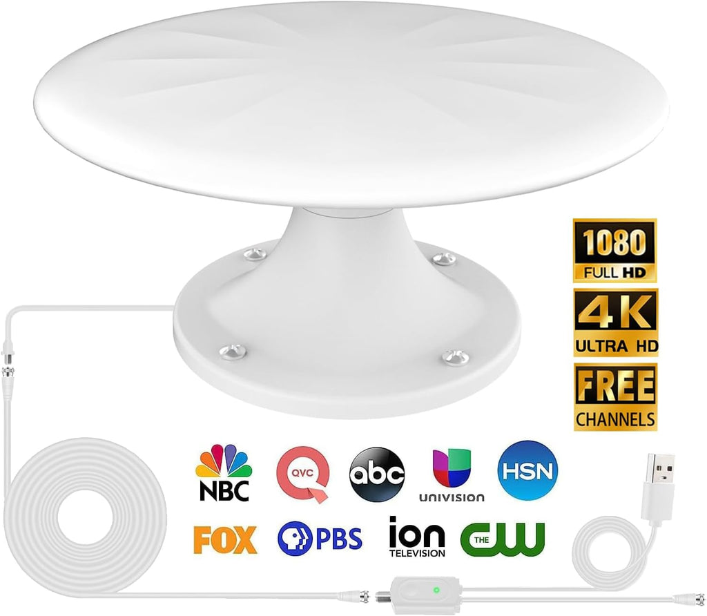 White 720° Omni Directional Digital HD TV Antenna with 35ft Cable K599333
