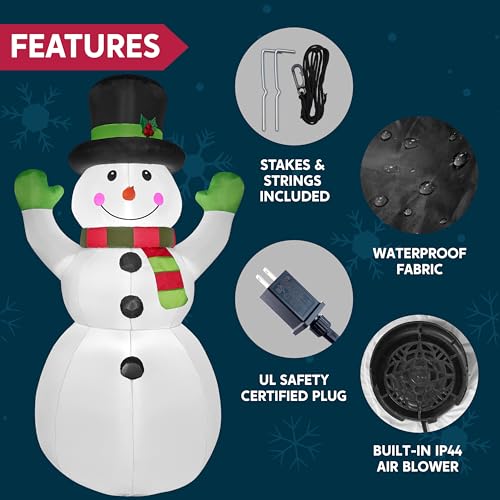 6 FT Tall Christmas Inflatables Snowman with Built-in LEDs E7313