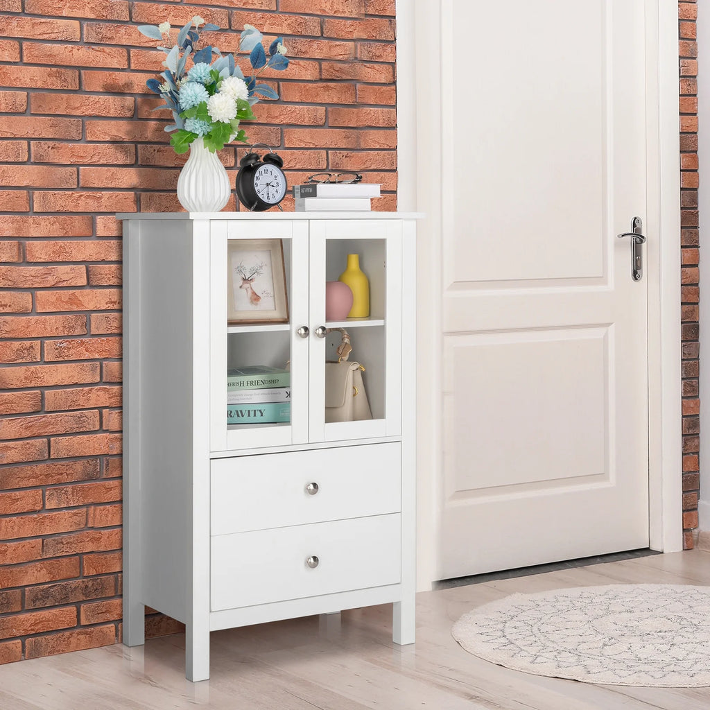 White Free Standing Bathroom Cabinet with Drawer and Shelf Z9640