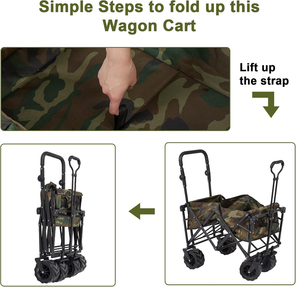 Camouflage Folding Utility Wagon Cart with Removable Canopy U3239