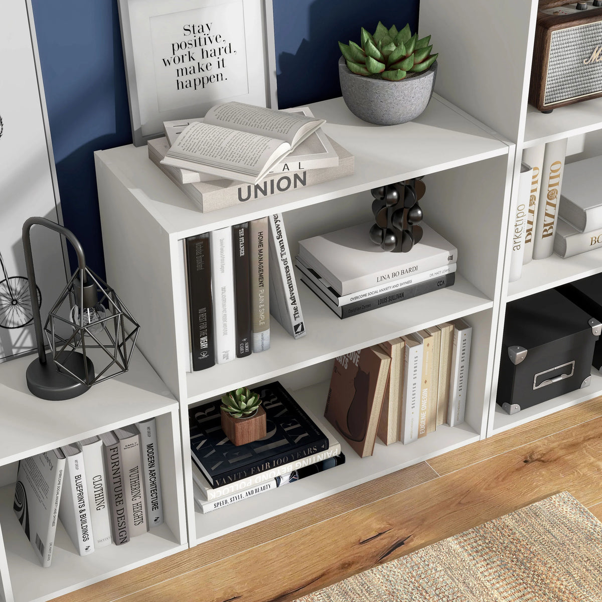 White 2-Tier Wood Bookcase P4462