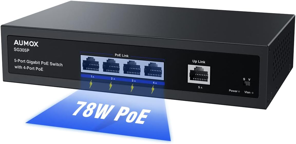 28-Port Gigabit PoE Switch with 24 x PoE 400W, 2 x Uplink Gigabit Ports, 2 x 1G SFP Slots, Rackmount or Desktop, Unmanaged J7007