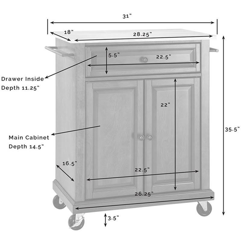 Natural Wood Top Kitchen Cart in White Z4653
