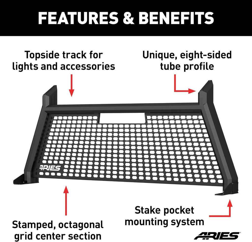 Black Aluminum Truck Headache Rack Cab Protector H435