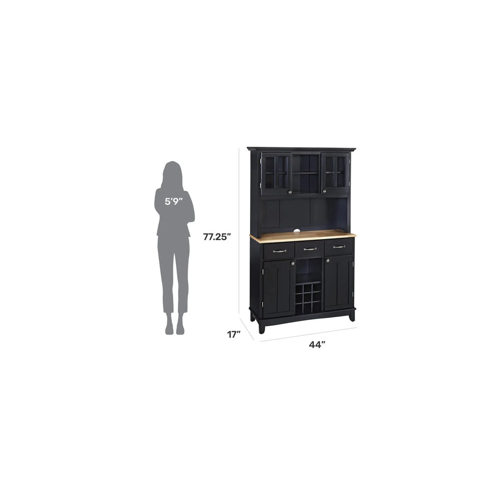 Black Wood Buffet with Hutch S91792