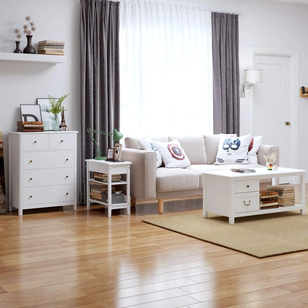 White 5 Drawer Kids Dresser P9337