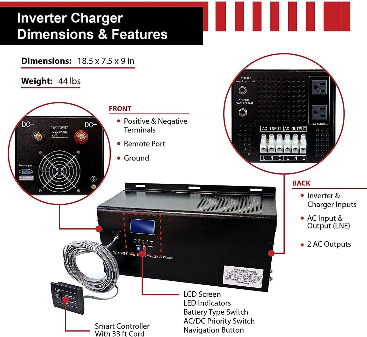 1.3KWH 12V Solar Power System Kit with 300W Mono Solar Panels, 30A MPPT Charge Controller, 2KW Pure Sine Wave Inverter S250031