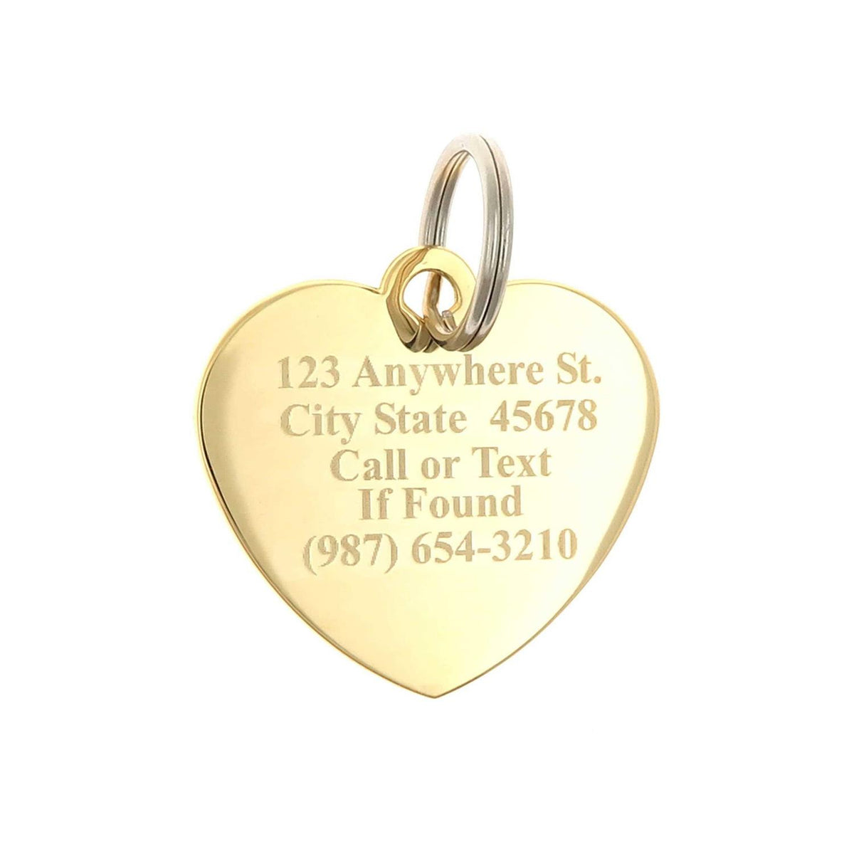 Custom Engraved Gold-Plated Heart Rhinestones Pet ID Tag C6597