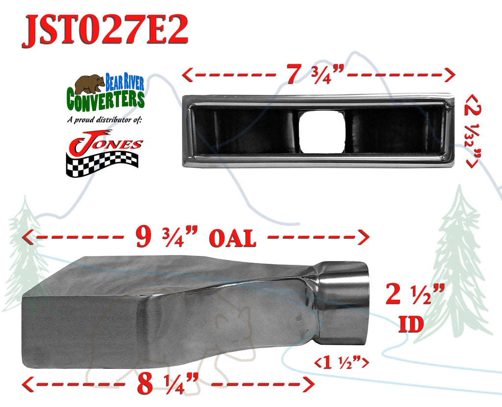 Black Chrome Rectangle Exhaust Tip 2.5x22 Inlet / 10x22 Long W10344