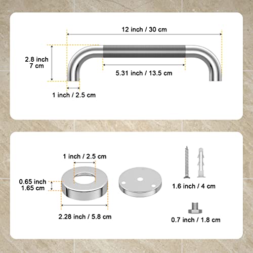 12 Inch Anti Slip Chrome Finish Stainless Steel Bath Grab Bar V90384