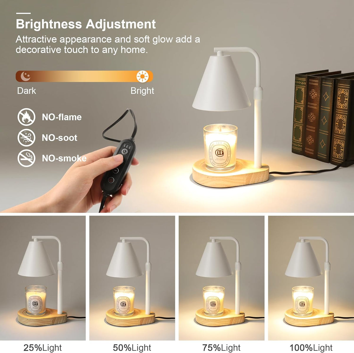 Candle Warmer Lamp with Timer, Adjustable Height Dimmable, 2 Bulbs R67246