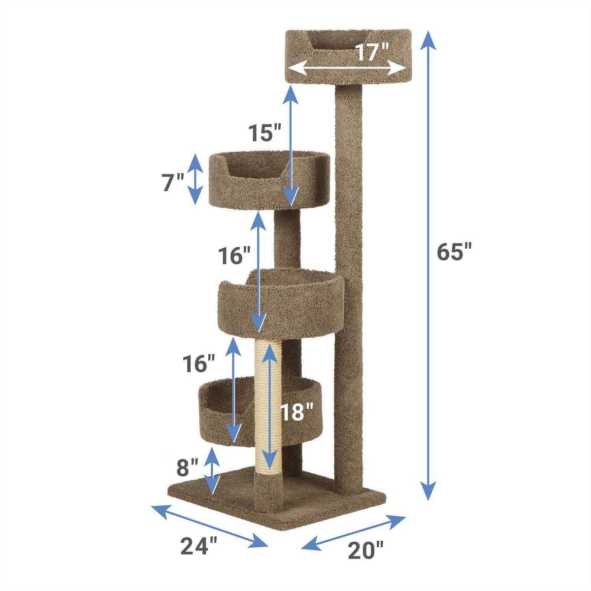 65-in Real Carpet Wooden Cat Tree S42197