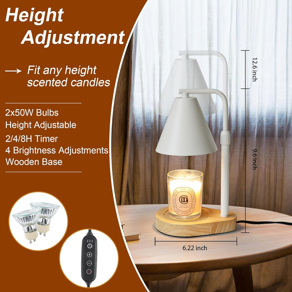 Candle Warmer Lamp with Timer, Adjustable Height Dimmable, 2 Bulbs R67246