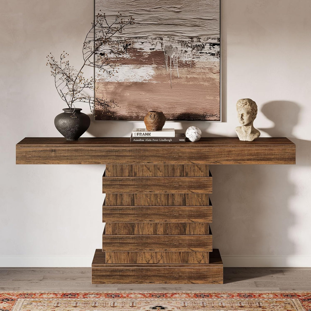 Rustic Brown 63-Inch Wooden Console Table P91738