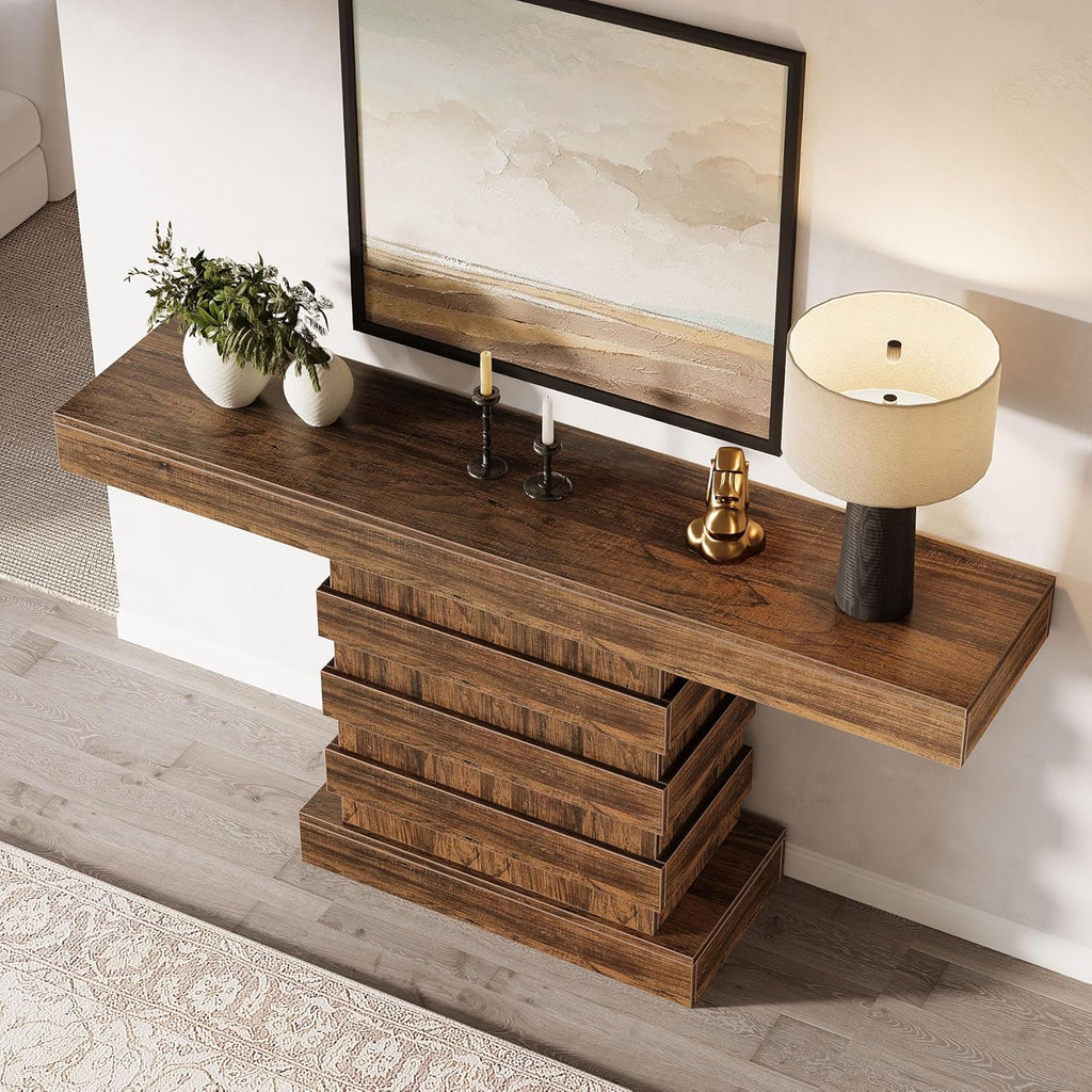 Rustic Brown 63-Inch Wooden Console Table P91738