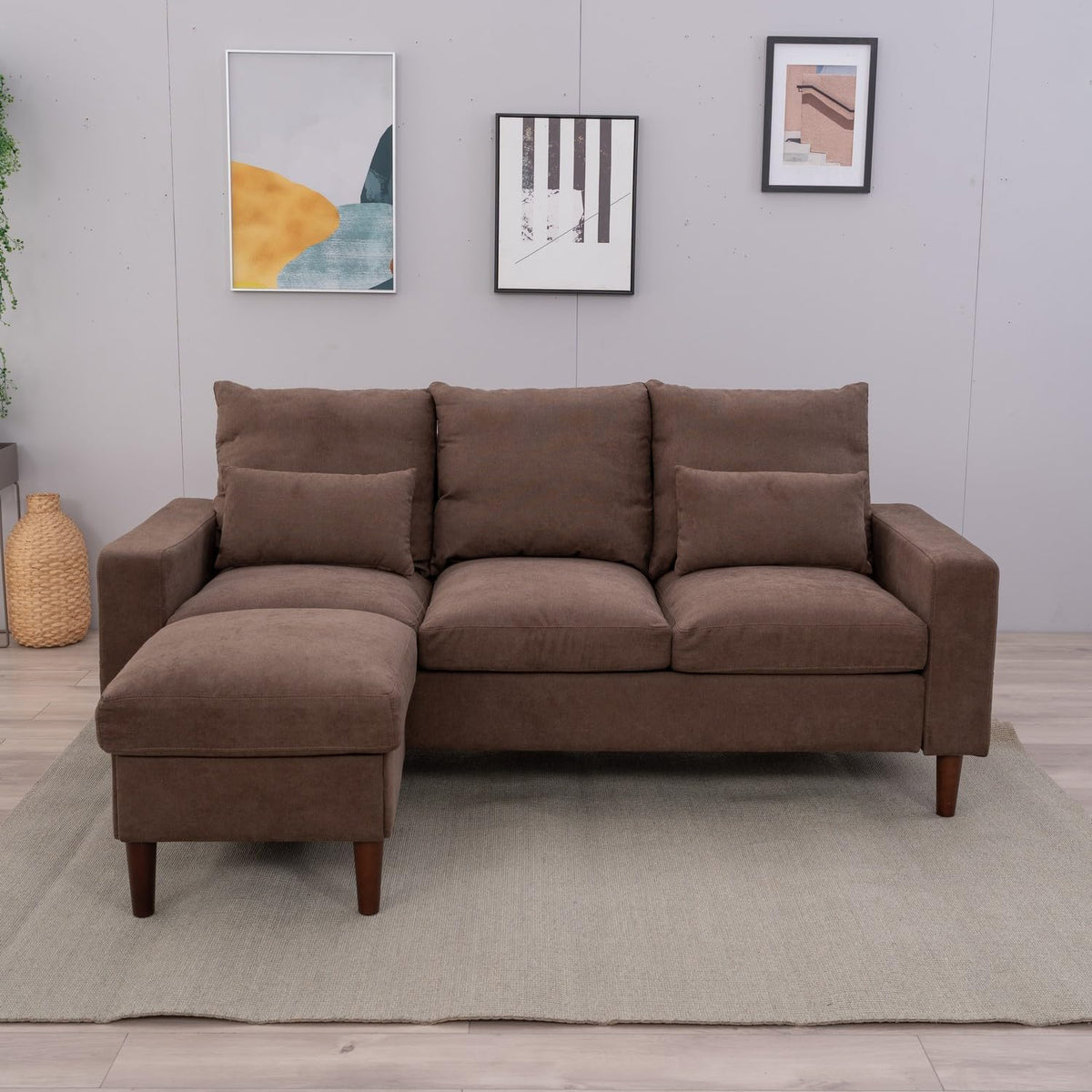 Convertible Sectional L-Shaped Fabric Sofa U5183