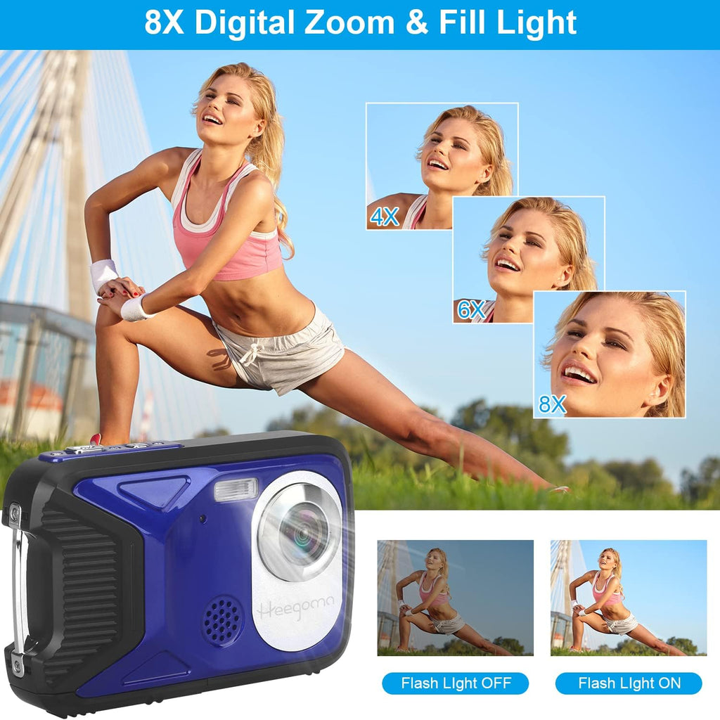 Waterproof 1080P 21MP Digital Camera with 2.8 LCD Screen 8X Zoom C653641