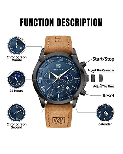 Mens Watch Analog Quartz Chronograph Waterproof Luminous Date Stainless Steel Bracelet Y5056