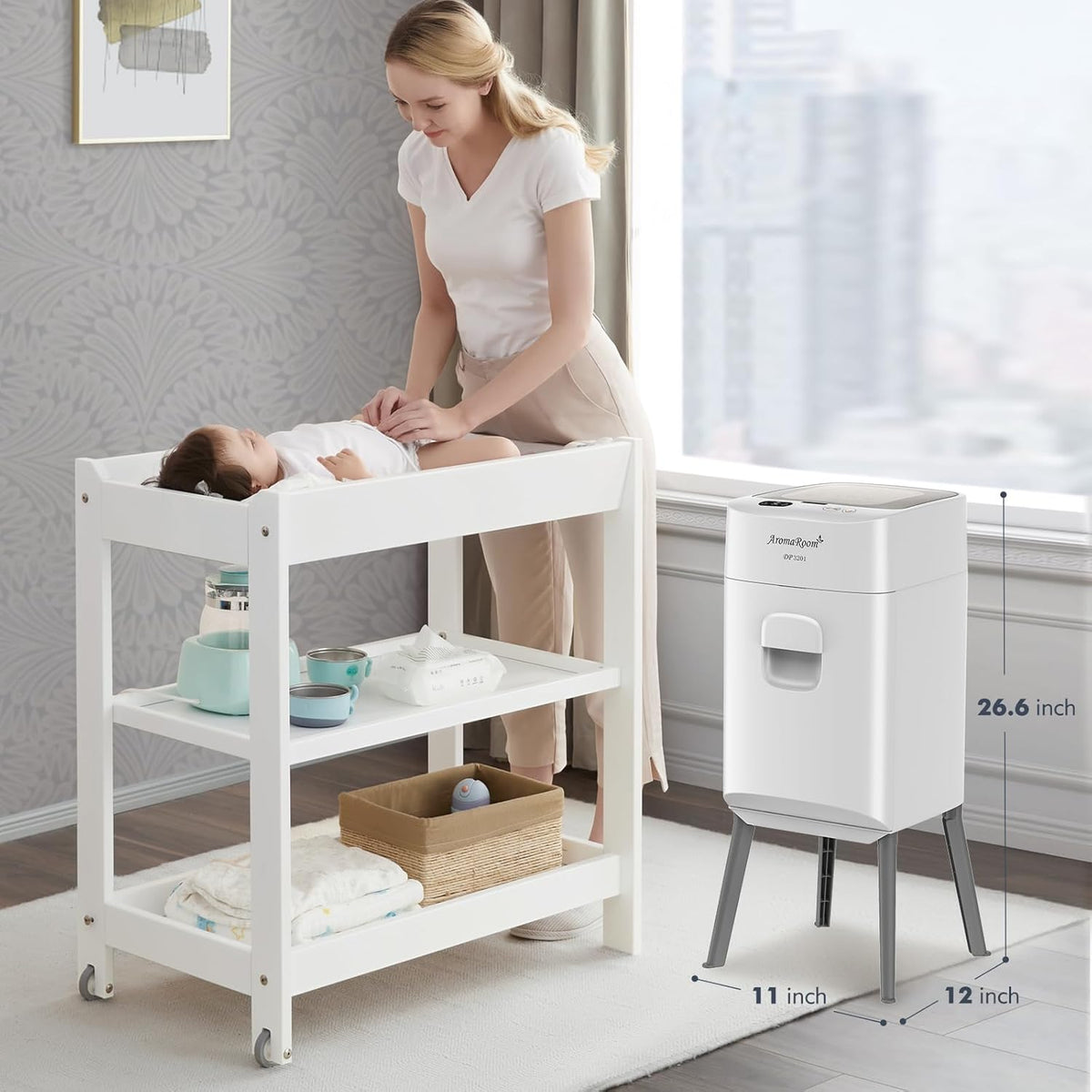 Diaper Pail Odor-Locking Individually Sealed Baby Diaper Pail Smart Trash Can Full-Automatic Packing Self-Changing O7960