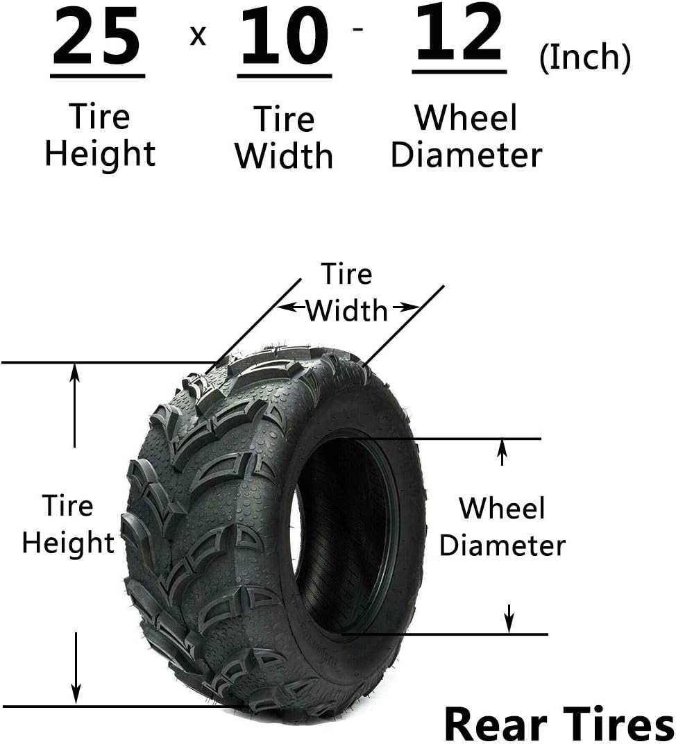 Set of 4 All Terrain ATV UTV Tires 25x8-12 Front 25x10-12 Rear 6PR J8453