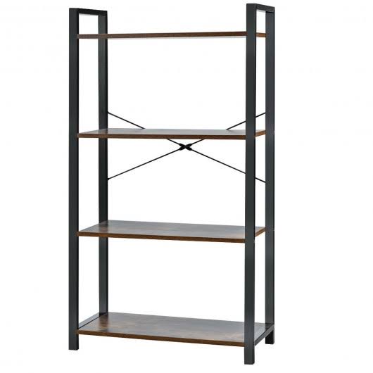 4-Tier Rustic Brown Bookshelf Storage Rack Q1268