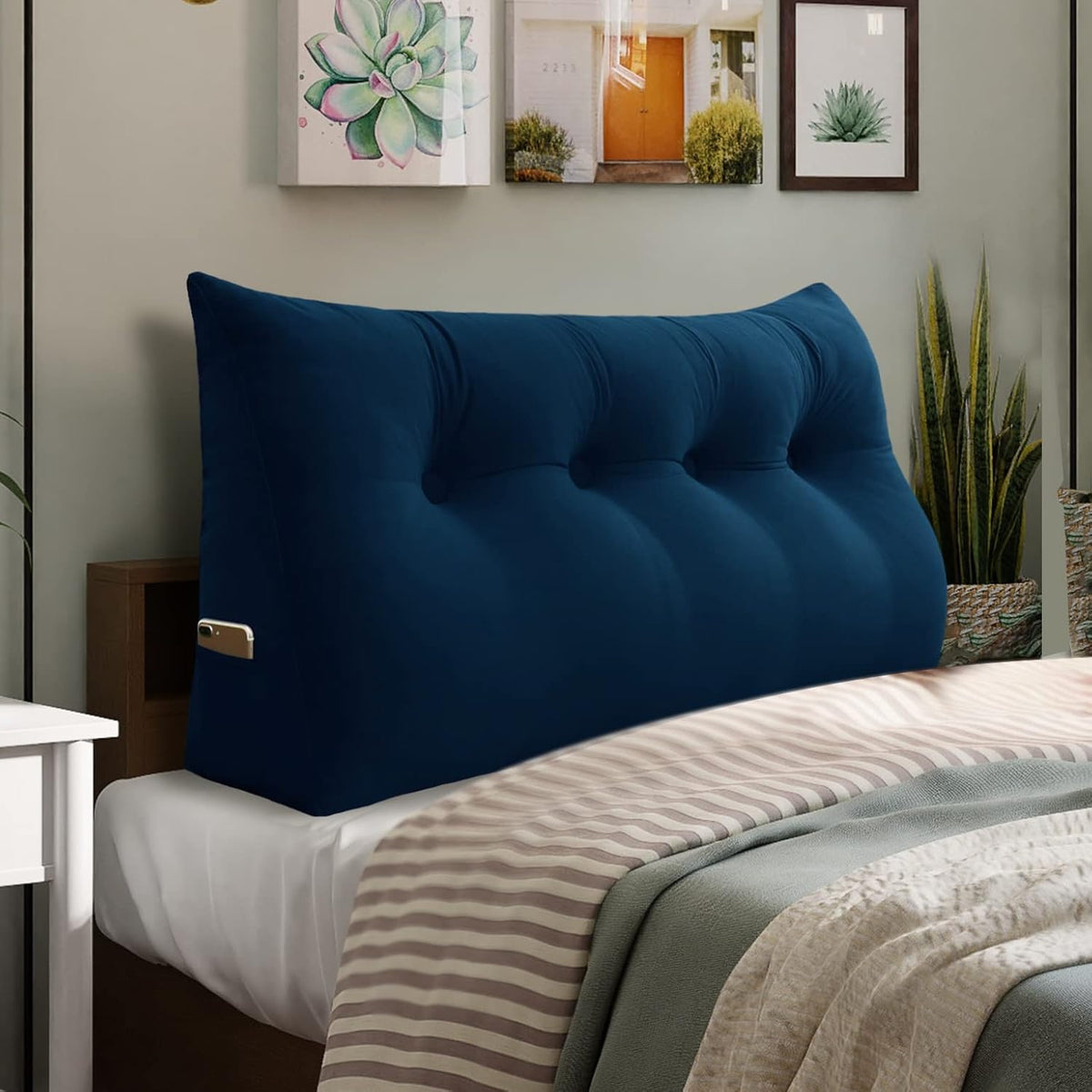 Deep Blue Velvet Large Reading Pillow P568