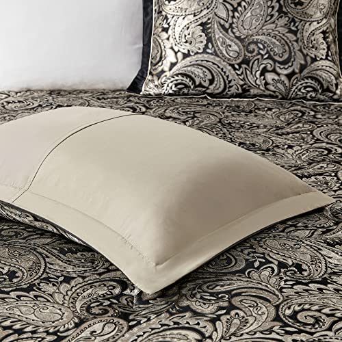 Black 7 Piece Cal King Faux Silk Down Alternative Comforter Set I843