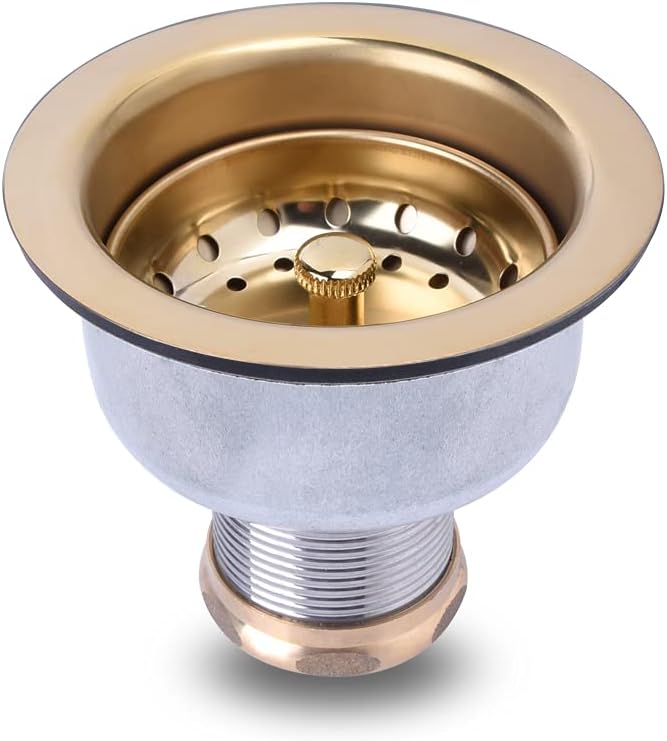 3-1/2 Deep Cup Stainless Steel Kitchen Sink Drain Assembly with Fixed Post Basket O38338