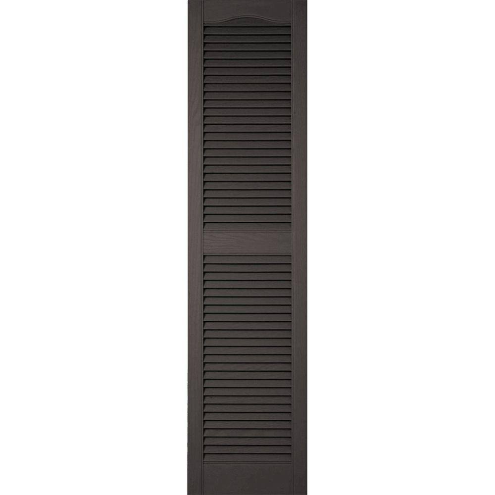 Vinyl Cathedral Top Open Louver Shutters Q11979
