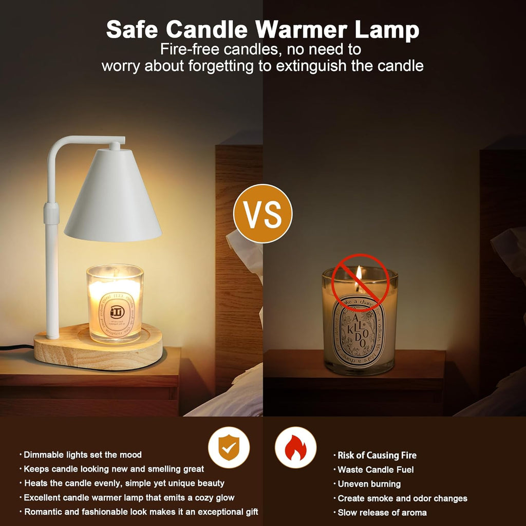 Candle Warmer Lamp with Timer, Adjustable Height Dimmable, 2 Bulbs R67246