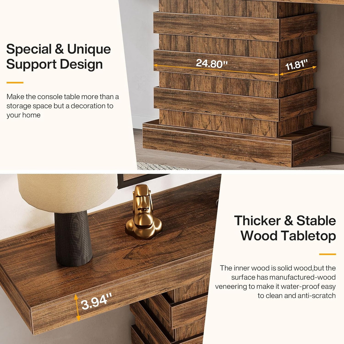 Rustic Brown 63-Inch Wooden Console Table P91738