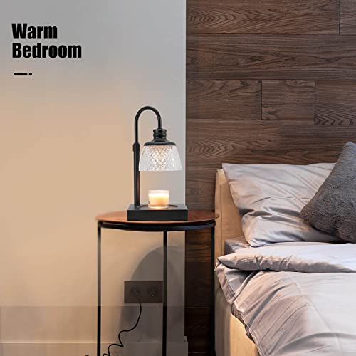 Black Electric Candle Warmer Lamp with 2 Bulbs Height Adjustable Dimmer F6732